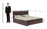 Amer Solid Sheesham Wood Bed With Four Drawers (King Size, Walnut Finish)